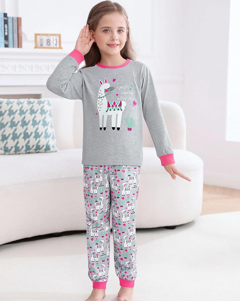 Girls Pajamas Kids Cotton Pajama Sets Piece Long Sleeve Pjs Comfy Girls Sleepwear