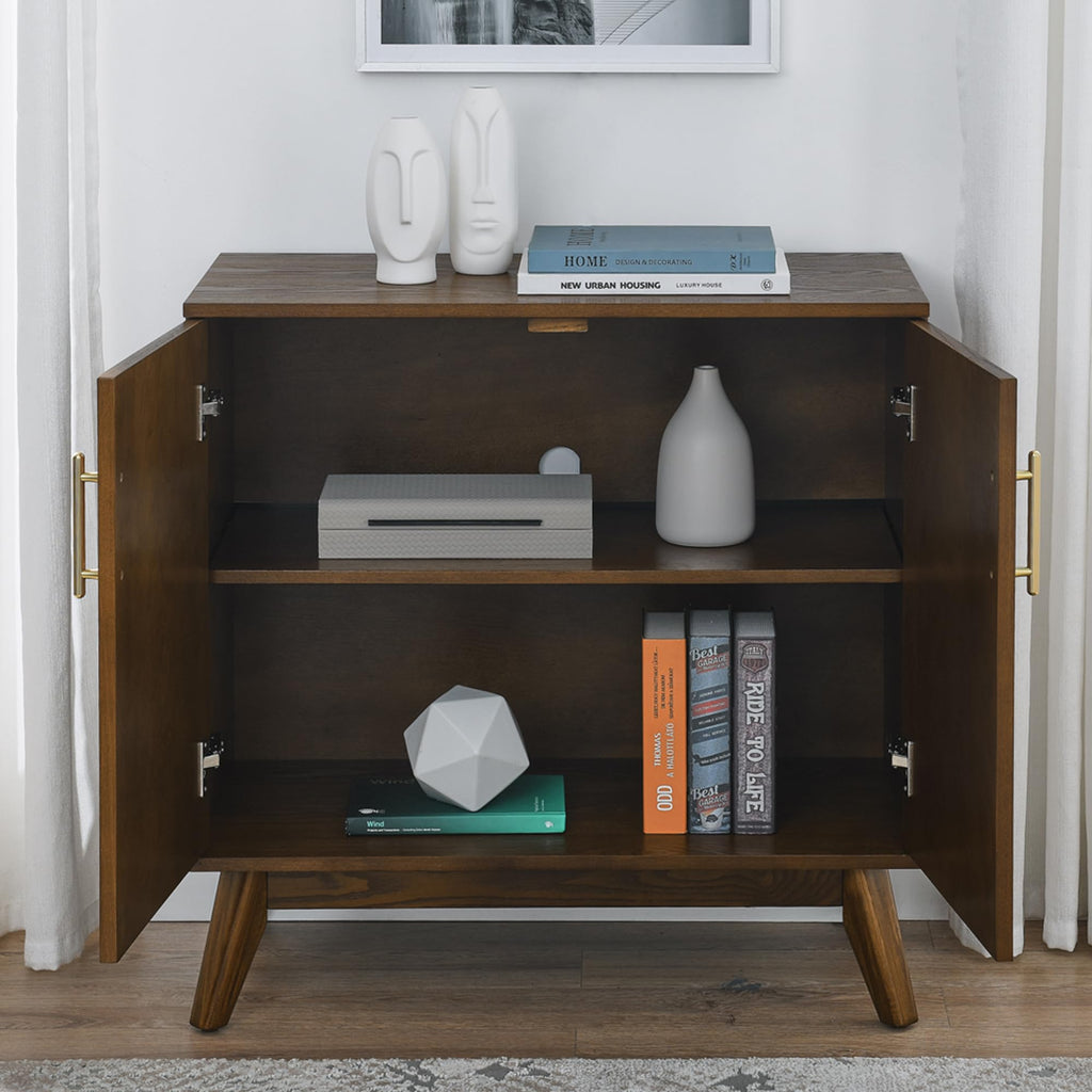 Small Sideboard Buffet, Mid Century Modern Storage Cabinet with Doors