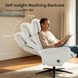 Modern Reclining Swivel Lounge Chair and Ottoman — Grey Genuine Leather