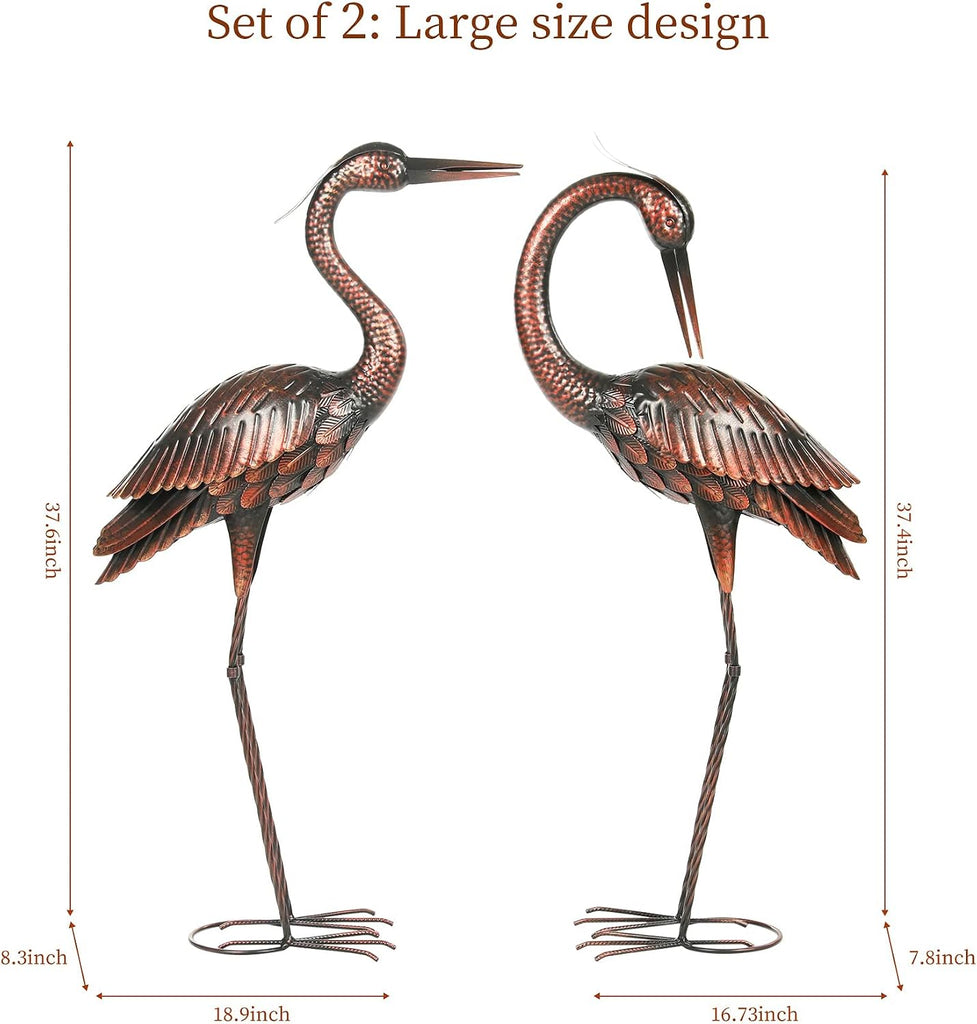 Crane Garden Sculptures & Statues Heron Decoy Large Size Metal Birds Yard Art Standing Vintage Brass Heron Lawn