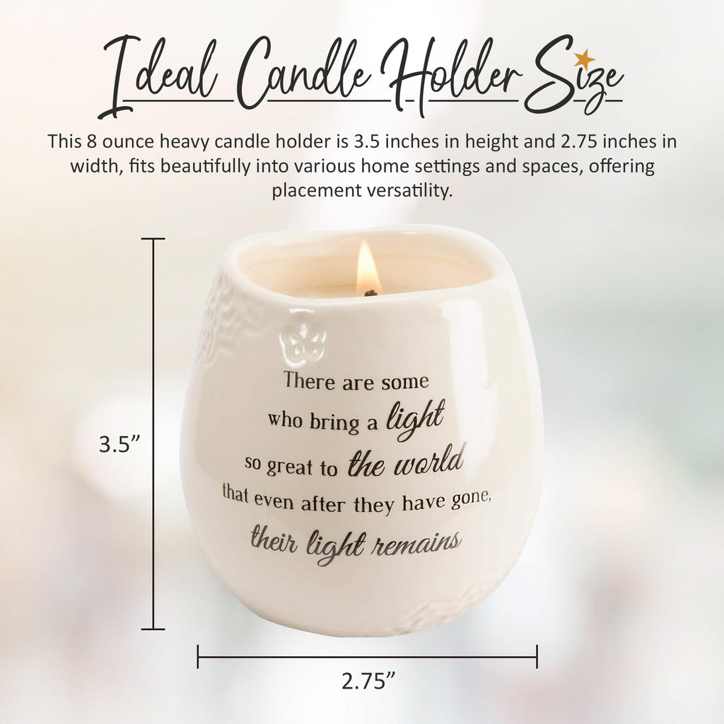 'In Memory, Light Remains' 19176 - White Ceramic Candle with Soy Wax in a Delicate Jasmine Scent, Thoughtful