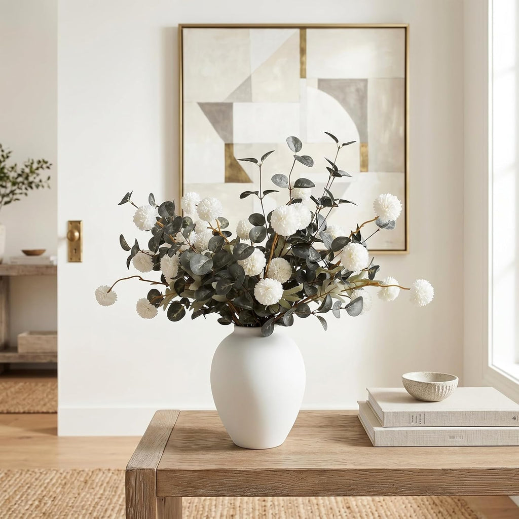 Artificial Floral Arrangements With Vase, Centerpiece for Dining Table - Set of 10