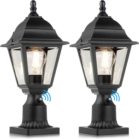 Dusk to Dawn Outdoor Post Lights, 2-Pack Waterproof Outside Post Lamps with Pier Mount