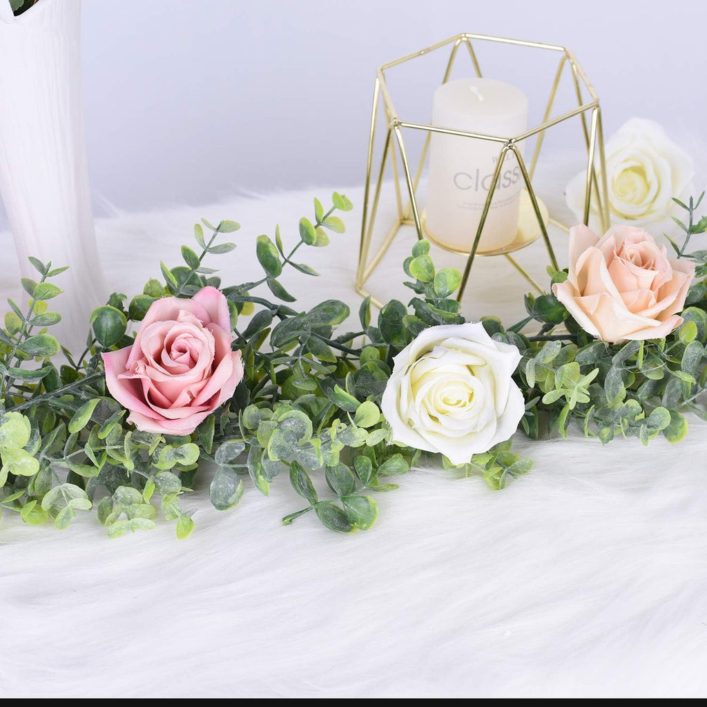 Faux Eucalyptus Garland Plant, 2 Pack Artificial Vines Hanging Eucalyptus Leaves Greenery Garland for Wedding - Set of 2