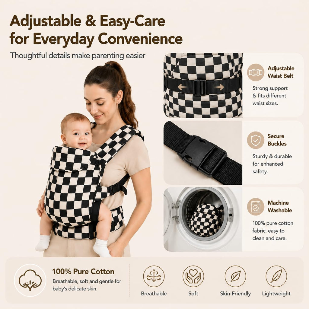 Carrier Newborn to Toddler,Cotton Infant Carrier,7-40lbs Baby Carrier