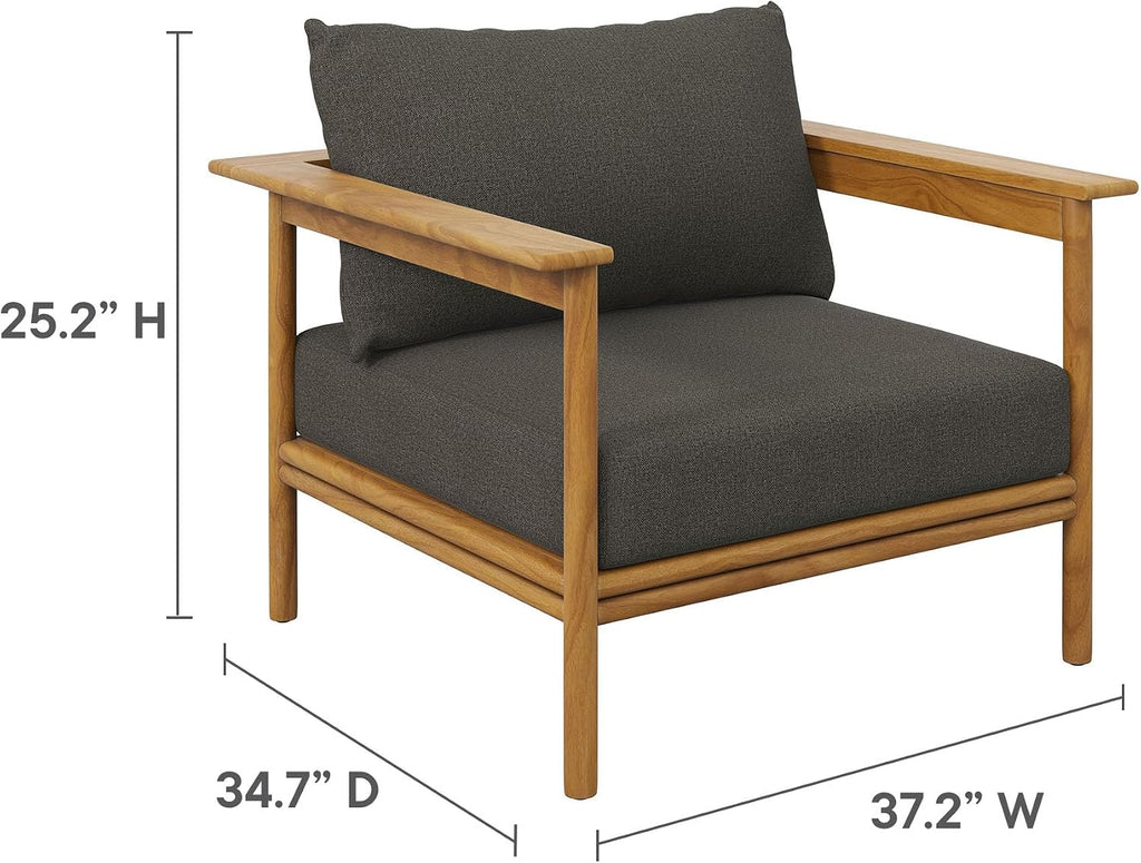 Wren Teak Wood Outdoor Patio 4 Piece Furniture Set in Natural Flint Gray