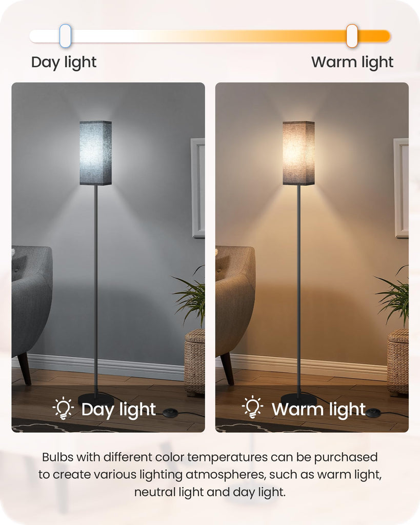 Floor Lamp, Pole Lamp with Foot Switch, Modern Standing Lamp Shade, Minimalist Freestanding Lamp (Bulb Not Included)