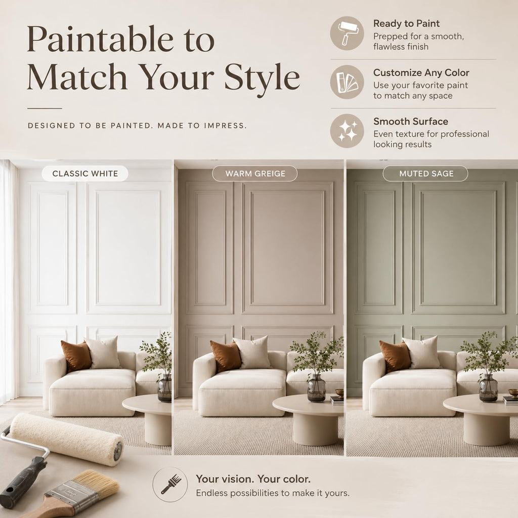 3 Set Peel and Stick Wall Molding Kit Panel, 23x79.3in+48x79.3in