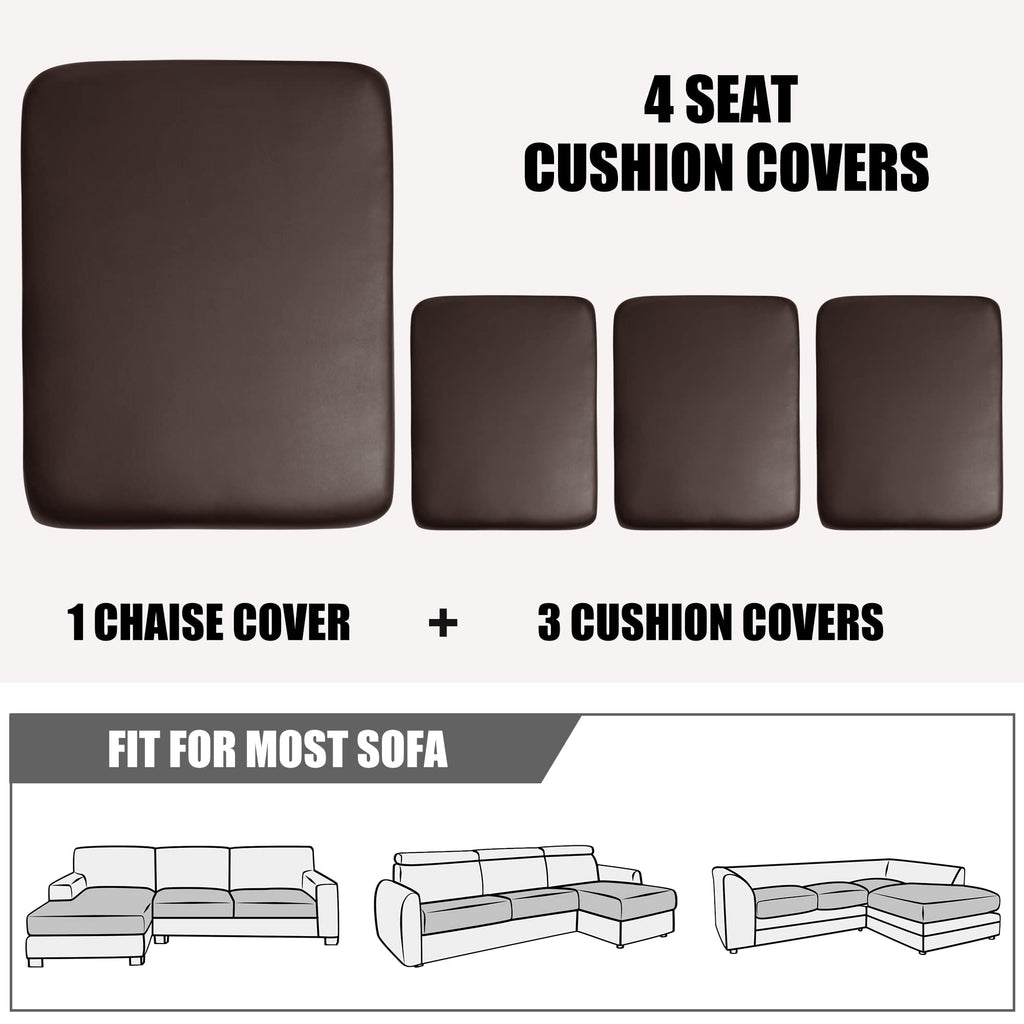 Sectional Couch Covers 4 Piece Sofa Cushion Covers for L Shape PU Leather Separate Cushions Couch Chaise Slip Cover