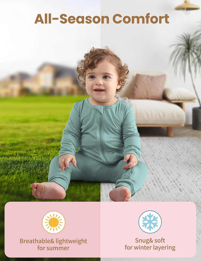 Bamboo Rayon Unisex Baby Footless Long Sleeve Romper Sleepers