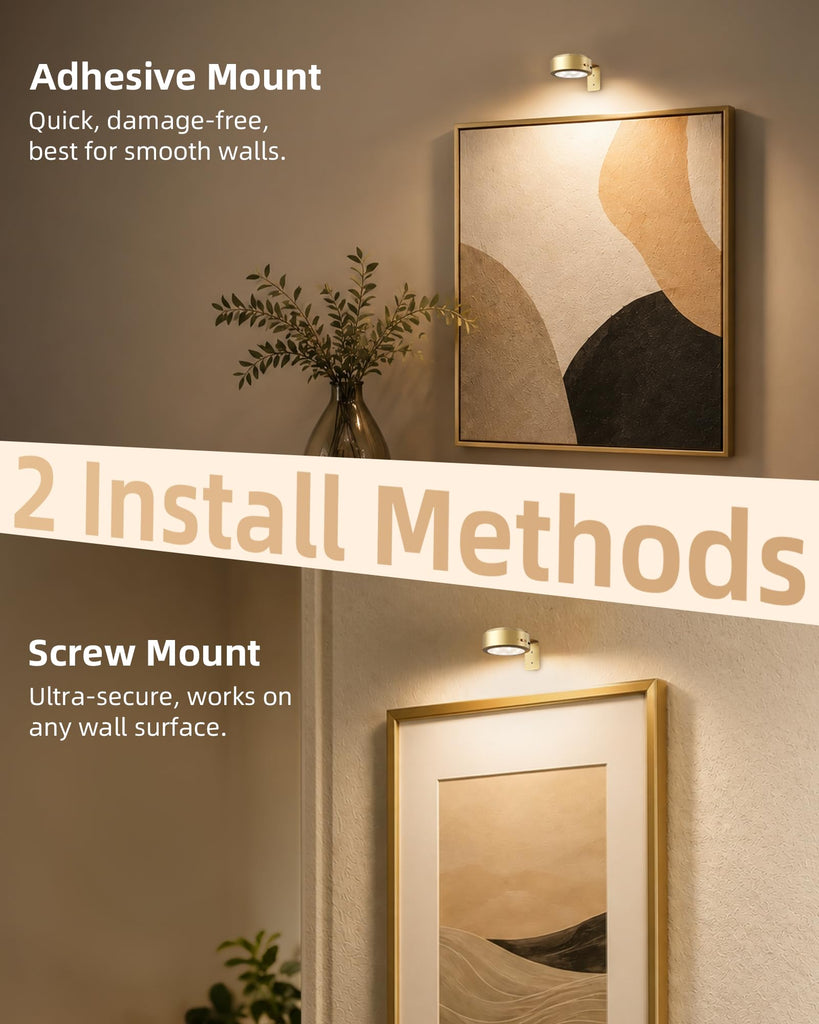 Picture Lights for Wall, Rechargeable Magnetic with Remote (Gold-6P)