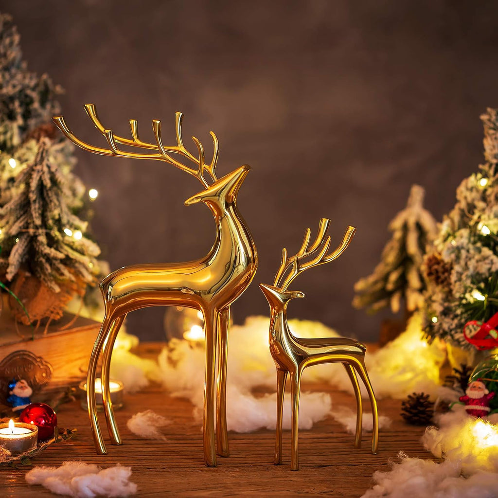 Reindeer Figurine Statues Deluxe: 2 Pcs Christmas Deer Pure Copper