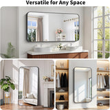 Black Framed Bathroom Mirror - 30x60 Inch Shatterproof Tempered Glass Vanity Mirror Sink, Wall Mounted with Matte