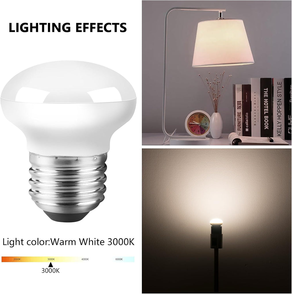 R14 LED Light Bulbs, 4W 25W Equivalent, E26 Base, Warm White