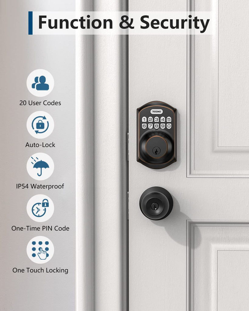 Keyless Entry Deadbolt with Keypad for Front Door, Bronze