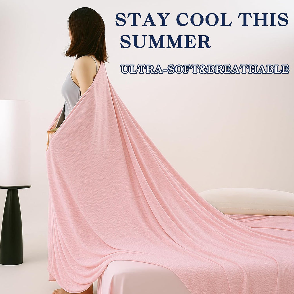 Cooling Blanket King Size, Pink Summer Blanket for Hot Sleeper and Night Sweats, Lightweight Soft Q-Max>0.4 Arc-Chill