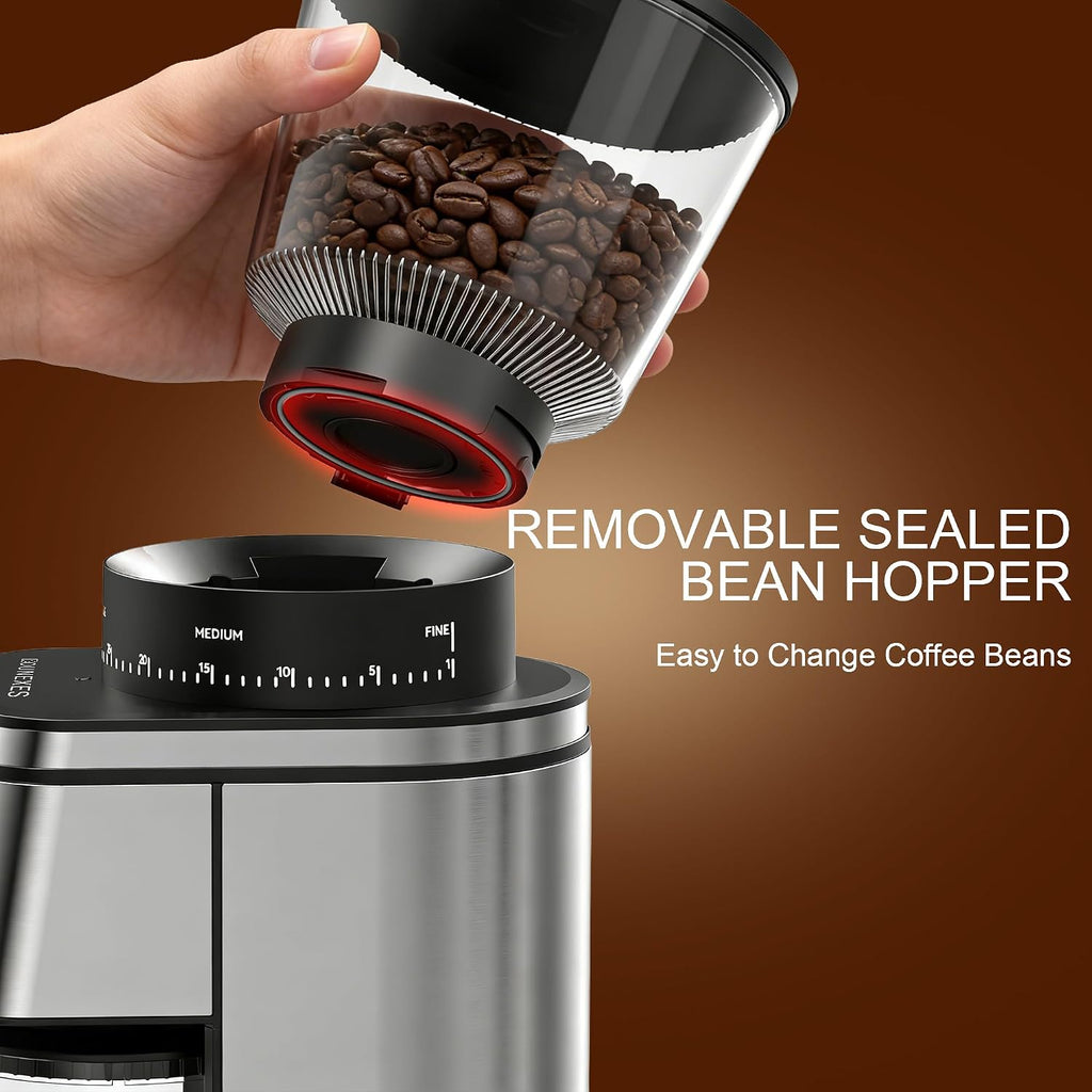 Conical Burr Coffee Grinder Electric,Stainless Steel Coffee Grinder , Adjustable Burr Grinder with 30 Grind Settings