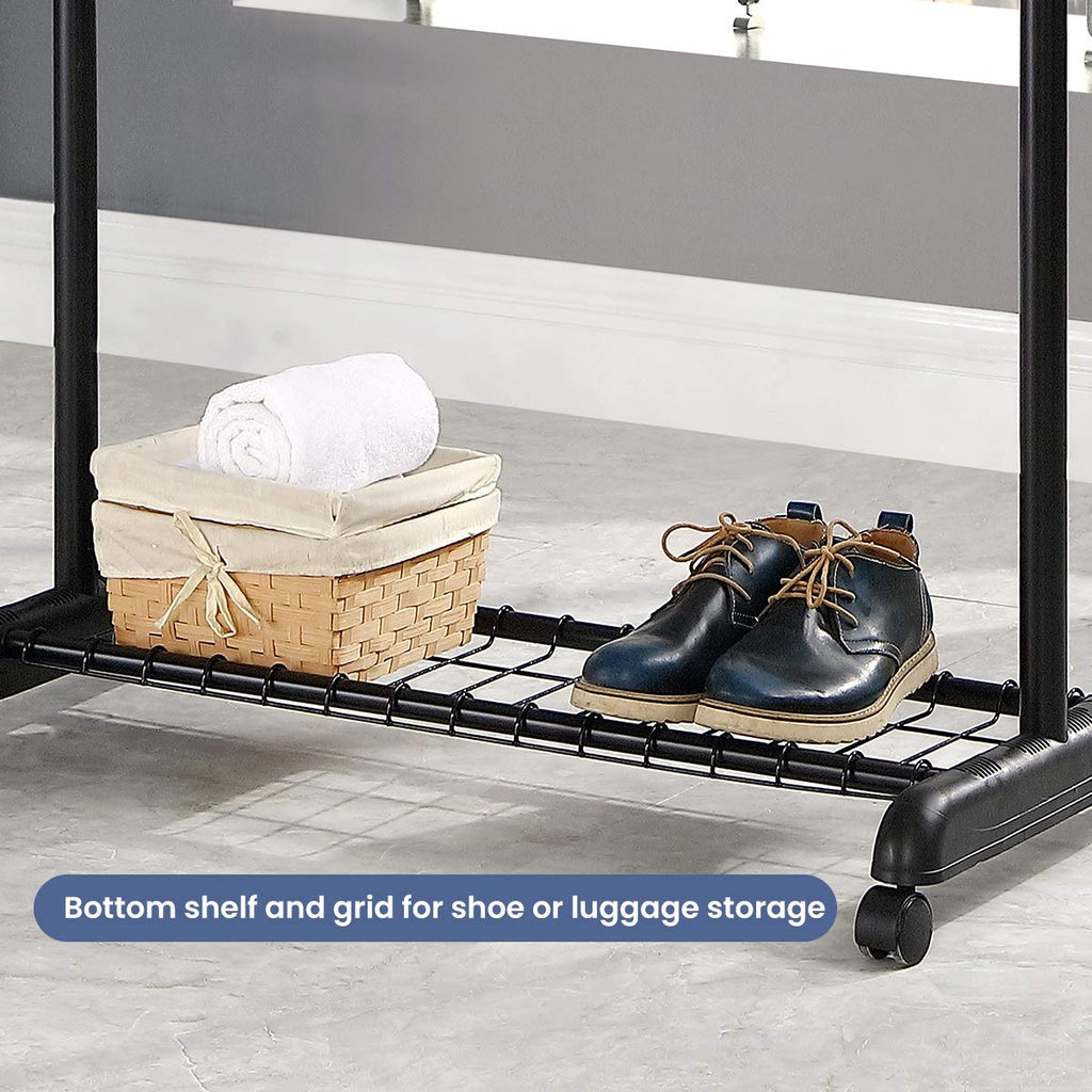 Adjustable Clothing Rack for Hanging Clothes, Heavy Duty Garment Rack with Wheels,Free Standing Rolling Clothes Rack