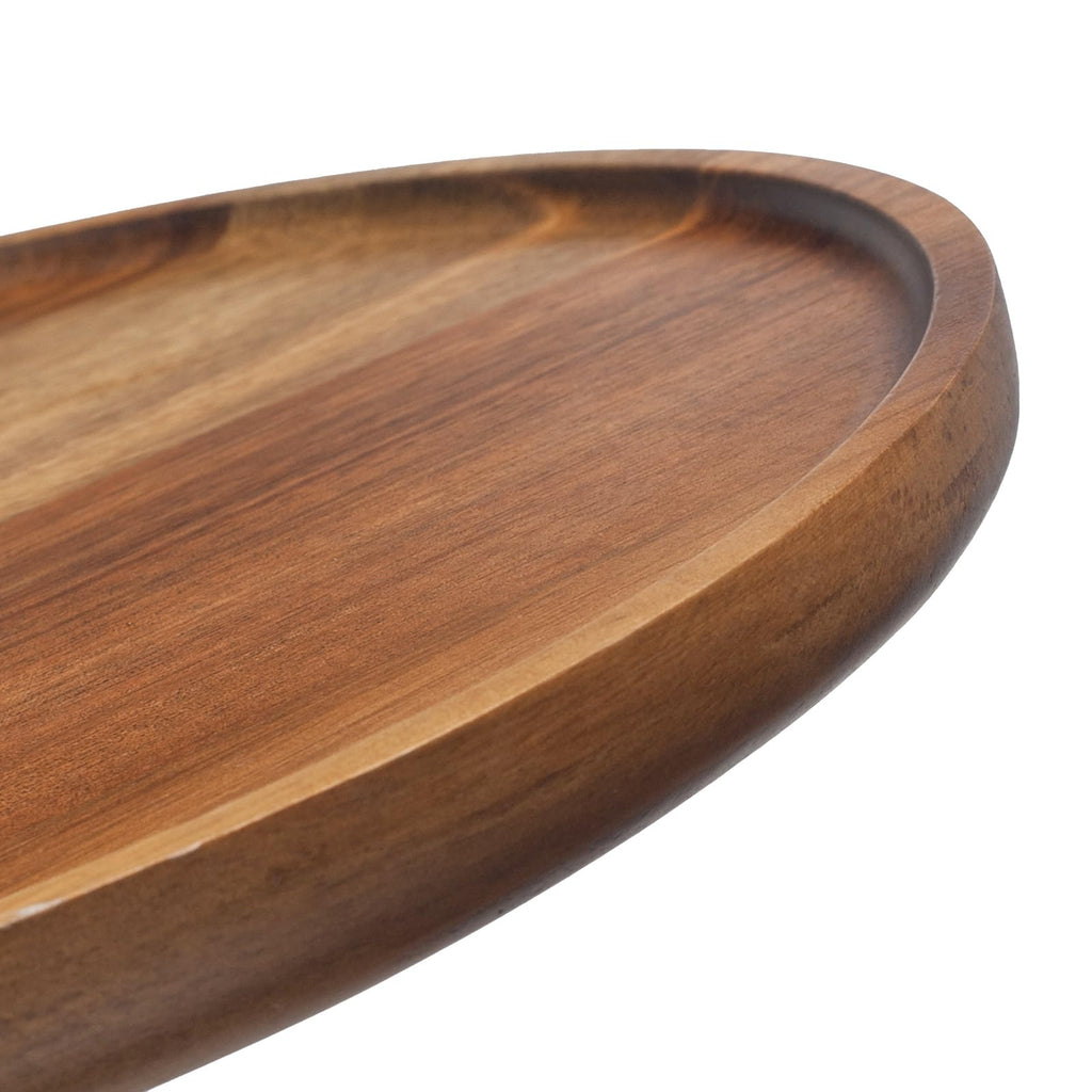 11.8" Round Wood Tray, Acacia Wooden Decorative Serving Tray for Coffee Table and Home Decor, Wooden Appetizer