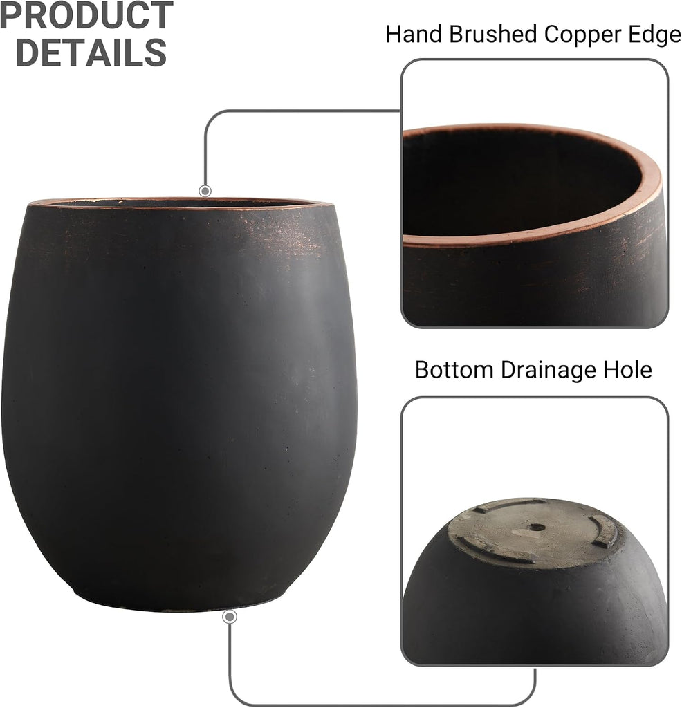 17.7"+13.3"+9.5" Round Weathered Concrete Planters Set of 3 | Handcrafted, Drainage Hole & Plug, Large Indoor Outdoor