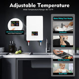 Tankless Electric Hot Water Heater, 4500W 110V Instant Water Heater On Demand 86-131°F Shower Heaters w/LED Screen