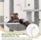 Heavy Duty Cat Tree, 70 inch Sturdy Cat Tree for Indoor Cats Extra Large Cat Tower with Scratching Post, Hammock