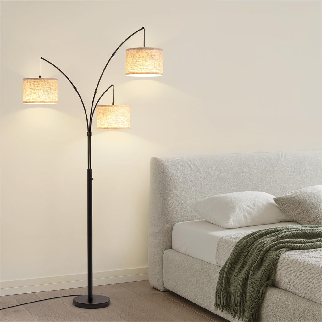Arc Floor Lamp with Remote, 3 Light Floor Lamp Bright Lighting, 3 Color Temperature, Dimmable Tall Standing Lamp, Mid