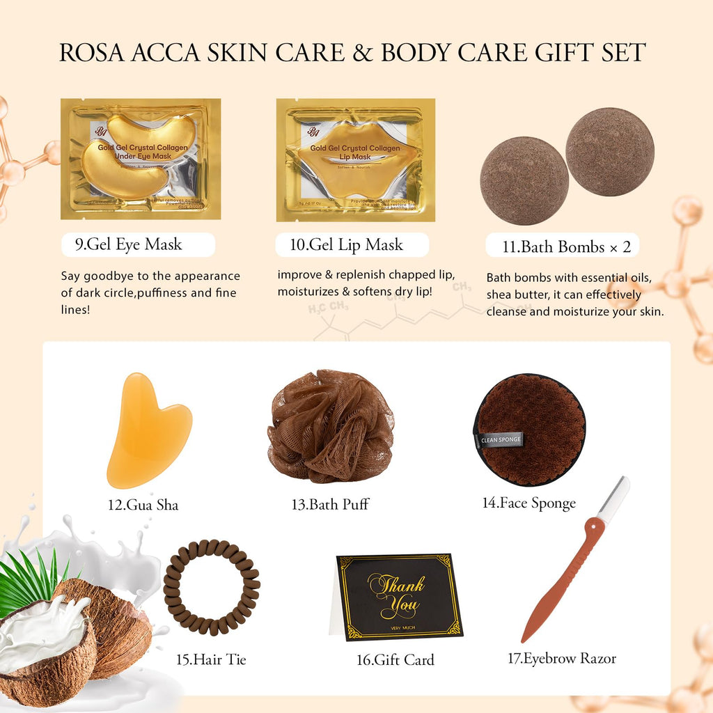Coconut 23 Pcs Facial Skin Care Kit For Women & Men, Self-Care Gift Set