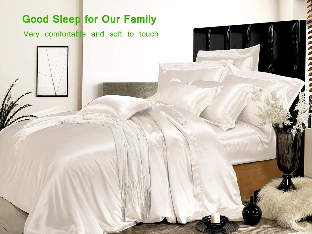 Mulberry Silk 6A Graded (12 Momme) Solid Sheet Set | Queen(60" X 80") White |Comfy&Cozy Set Upto 18"(inch) Deep