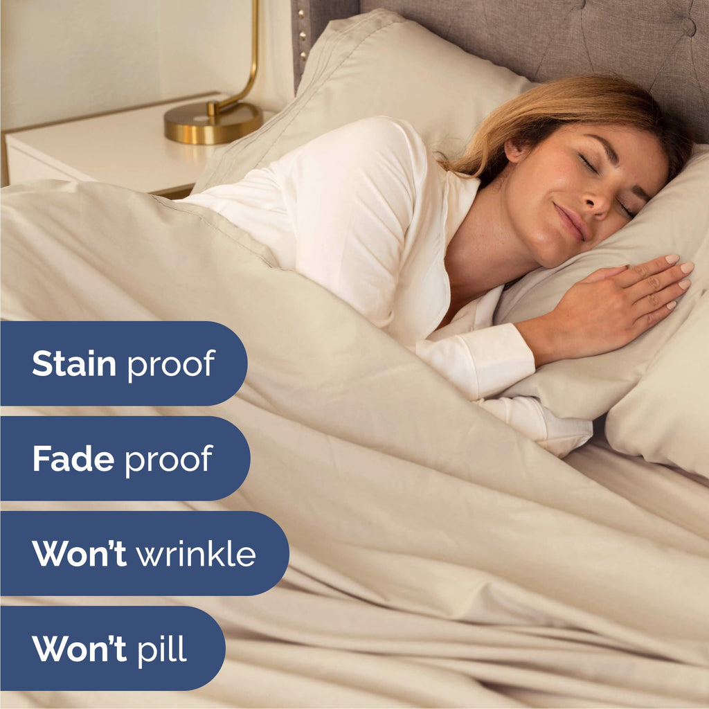 Cal King Size 4 Piece Sheet Set - Comfy Breathable & Cooling Sheets - Wheat