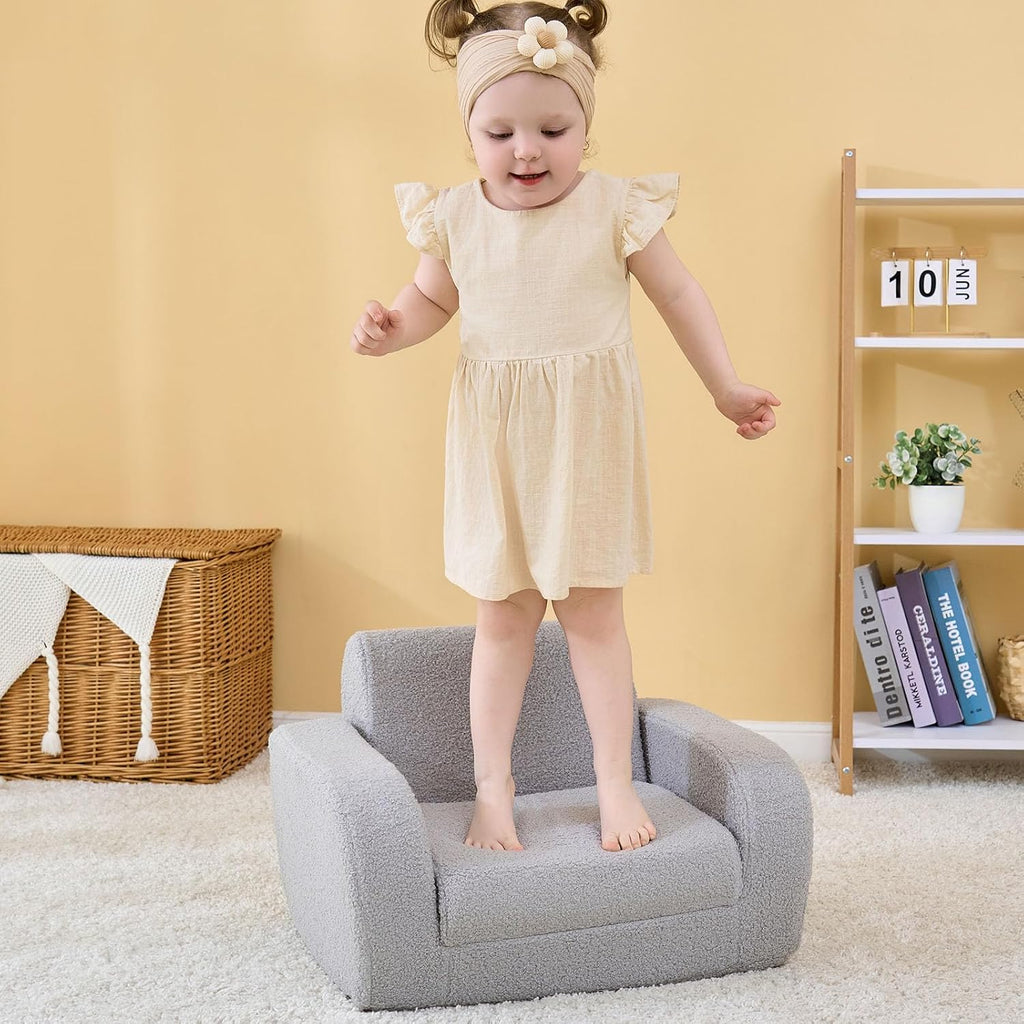In-1 Toddler Couch, Toddler Chairs Comfy 3+ Years Old, Gray