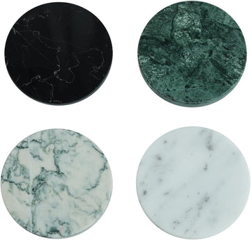 Natural Marble Coaster Round Coasters,3.9" Stone Coaster - Set of 4