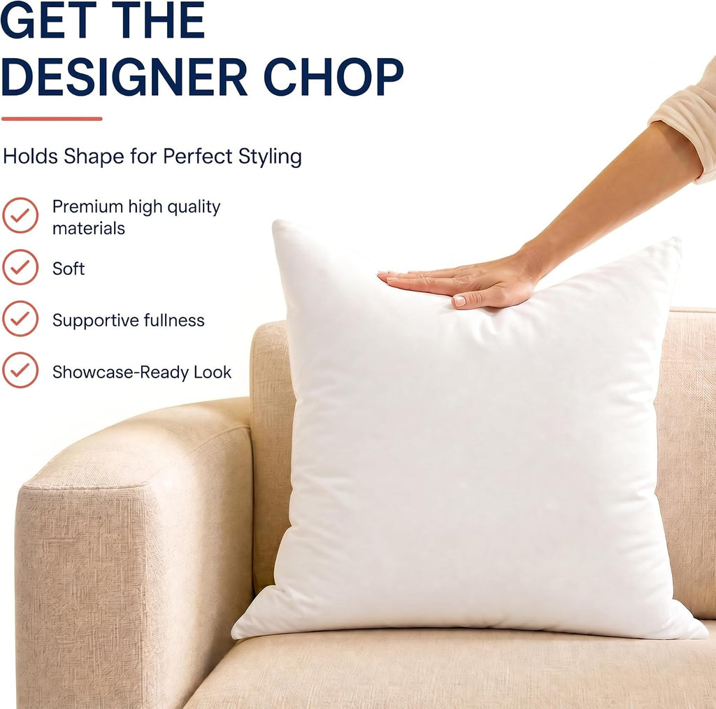 20x20 Throw Pillow Insert, White Pillows for Couch, Sofa & Bed