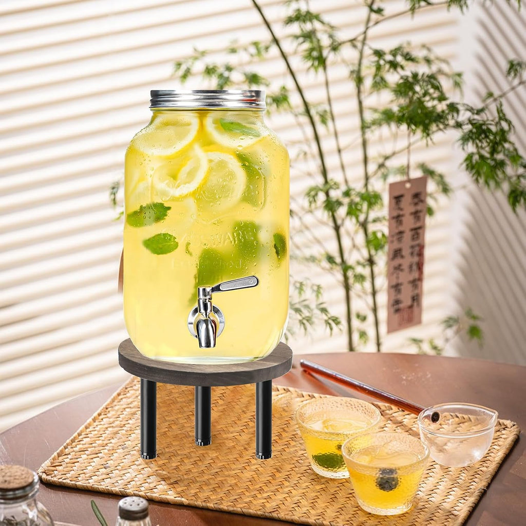 Drink Dispenser Water Stand, Wooden Beverage Dispenser with Metal Legs Fit Max 7.9 Inch Water Pitcher, Perfect - Set of 2