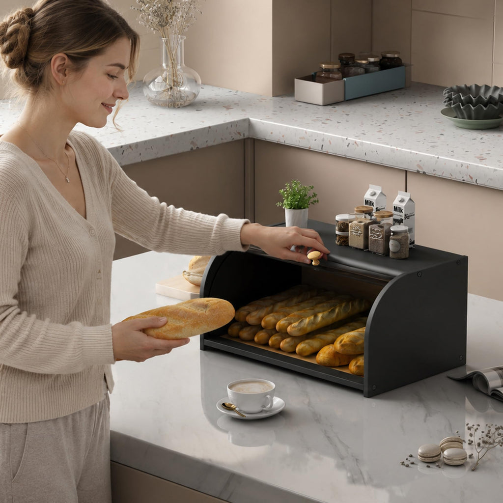 Bread Box - Roll Top Countertop with Clear Lid