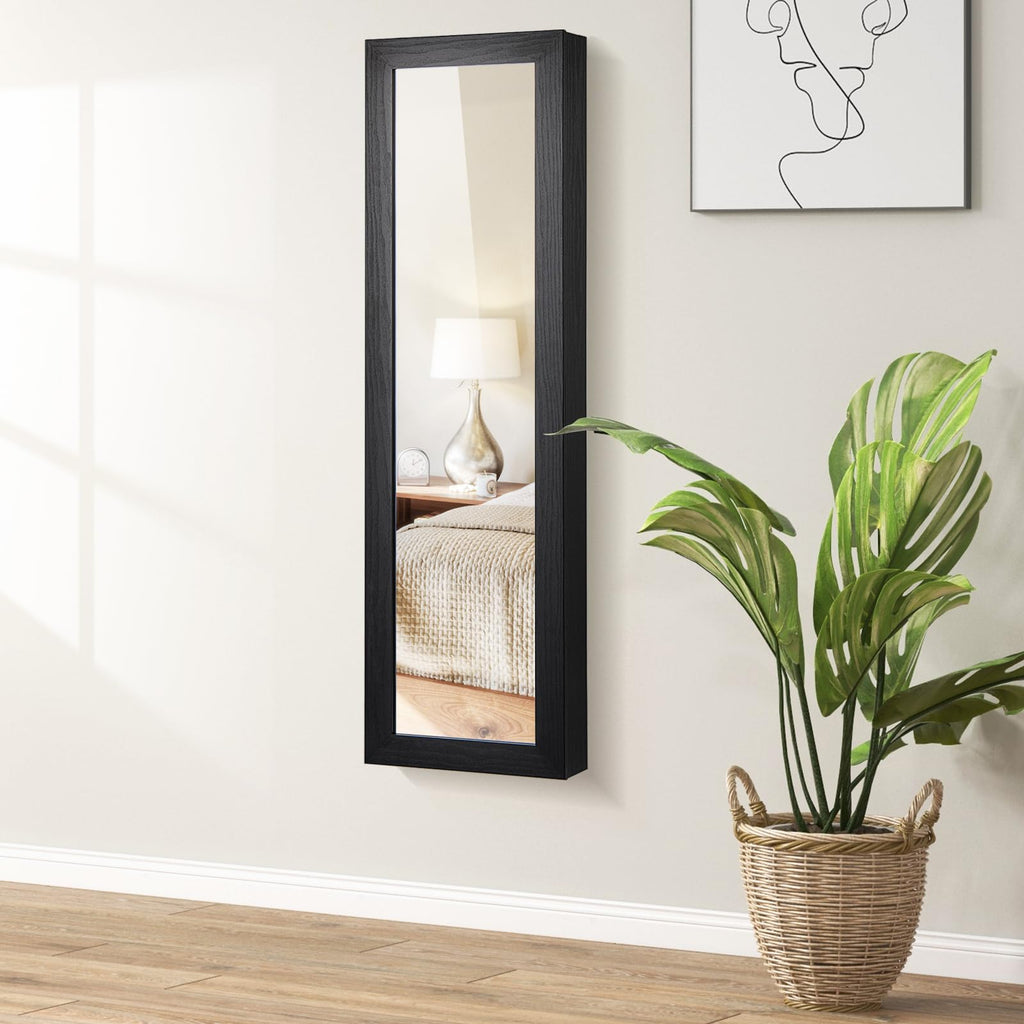 42" Jewelry Armoire, Wall/Door Mounted Hanging Jewelry Cabinet (Black)