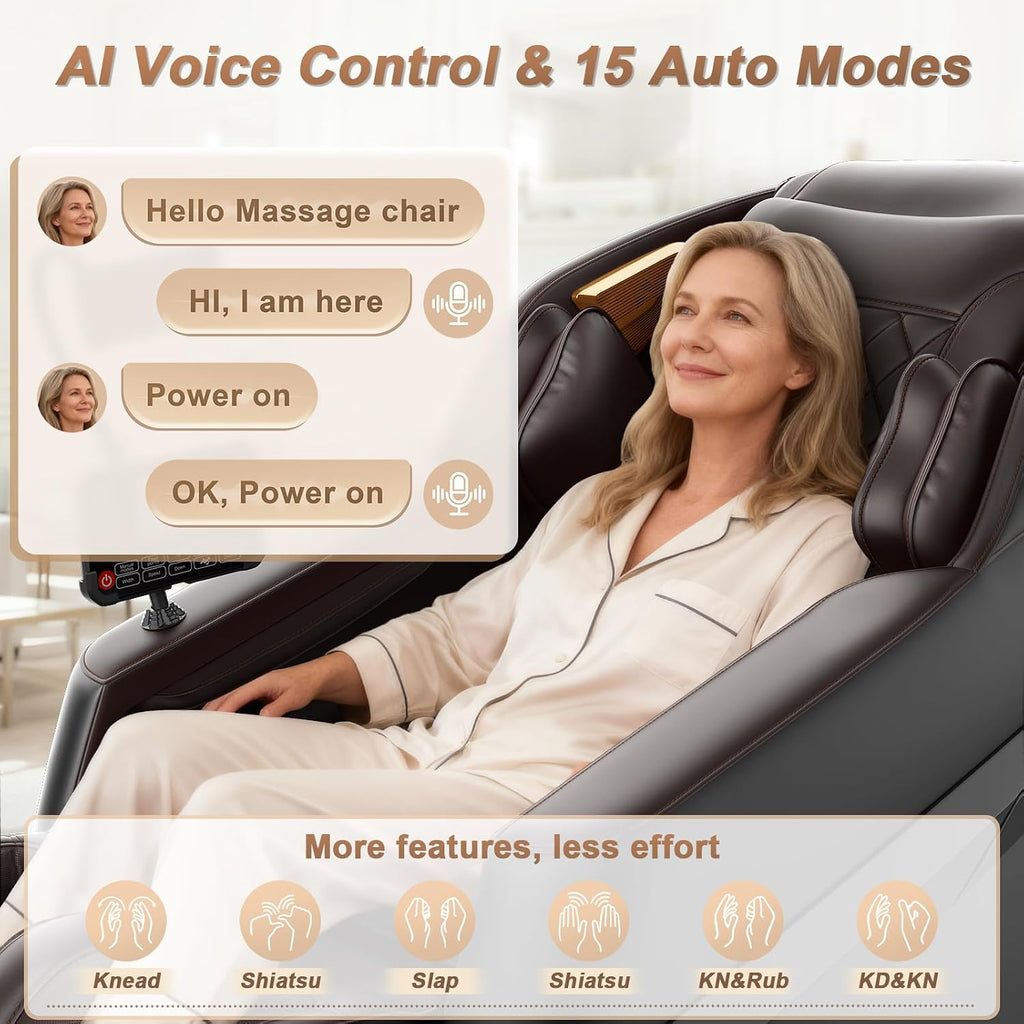3D Massage Chair Full Body SL-Track, Body Scan, Shiatsu Recliner | Voice Control, Zero Gravity, 22 Programs, 16