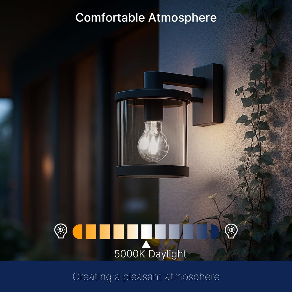 Dusk to Dawn Outdoor Sensor A19 LED Light Bulb, 5000K Daylight,8W (100W Eqv.), 1400LM, Vintage Filament E26 Base,Auto
