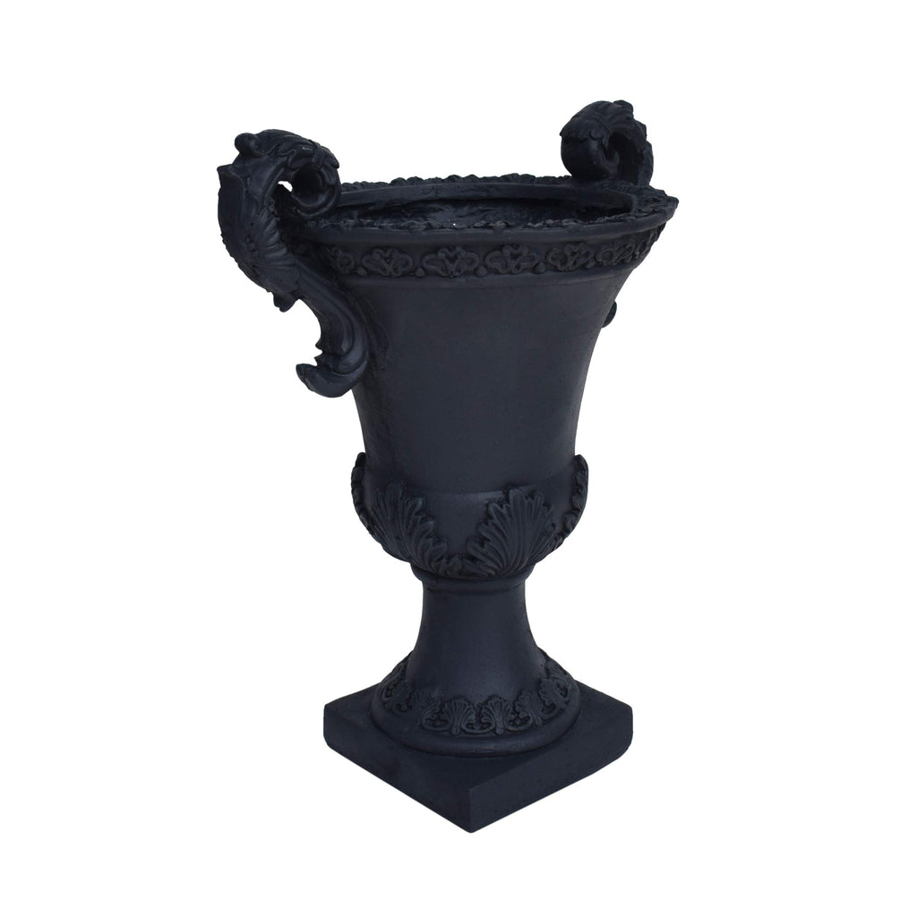 Noble House Delphine Outdoor Roman Chalice Garden Urn Planter in Black
