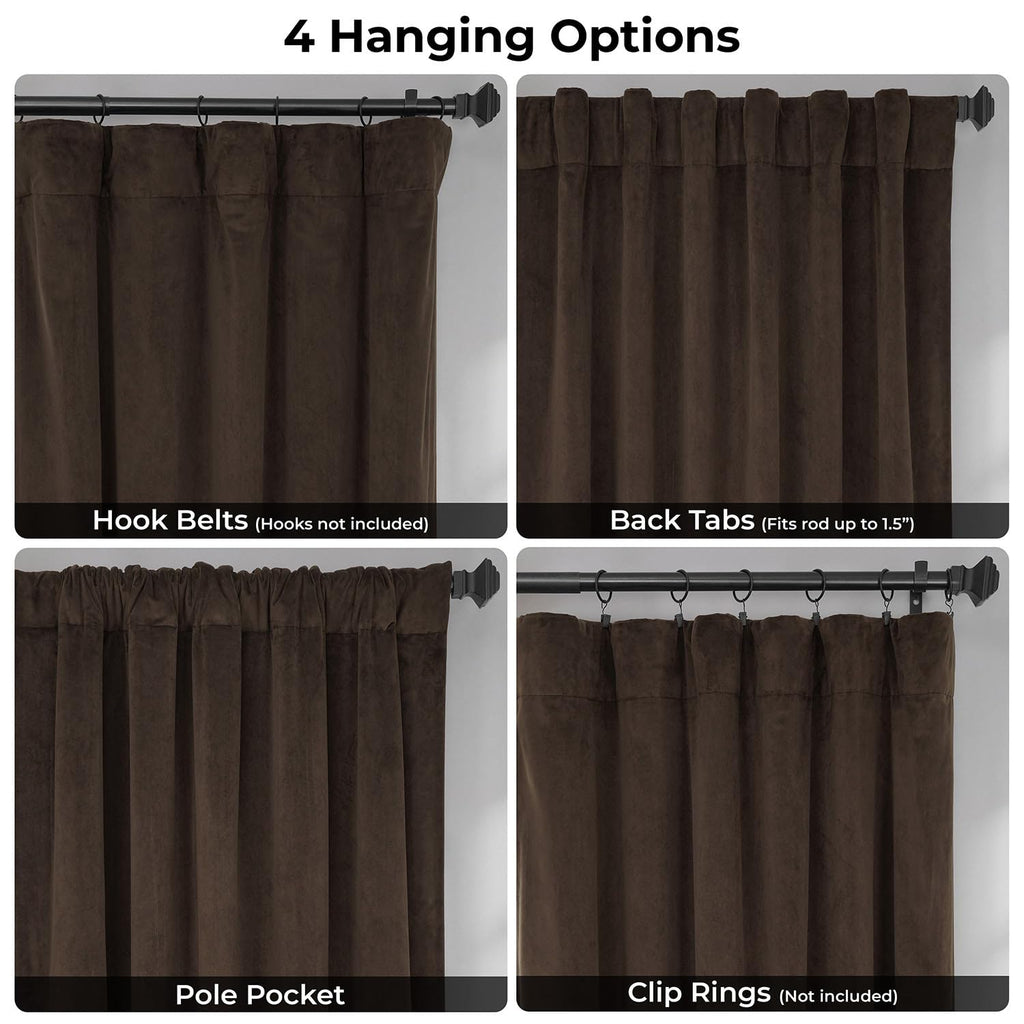 Signature Velvet Thermal Blackout Curtains 120 Inch Long (1 Panel) Rod Pocket Insulated Blackout Curtains Window