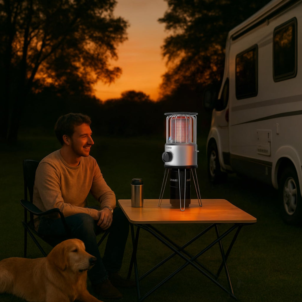 Portable Propane Heater 8500 BTU, 2 Heating Modes Tabletop Outdoor Heater for Camping, Patio, and Outdoor Gatherings