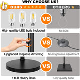 Dimmable Floor Lamp, 3 Lights Black Arc Floor Lamp, Modern Tall Standing Tree Lamp with Grey Linen Shades & Heavy Base