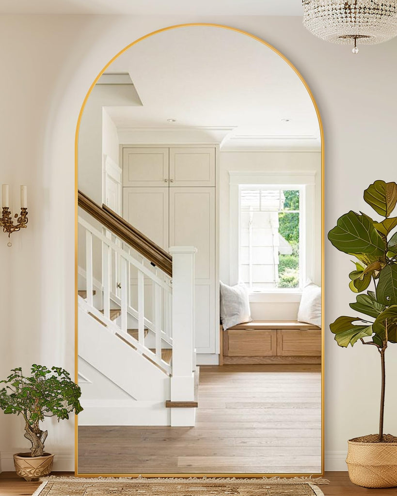 81"x41" Arched Full Length Mirror with Stand,Full Body Floor Mirror