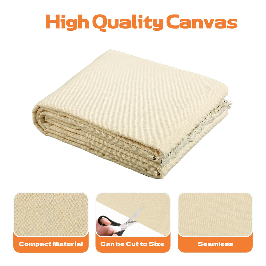 10oz Natural Cotton Blend Canvas Fabric, Duck Canvas Fabric, 60'' Wide for Arts & Crafts, Painting, Handmade Home