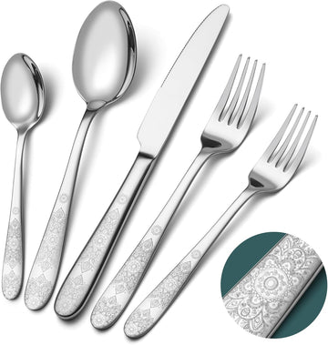 40-Piece Flatware Set, Service for 8, Premium Stainless Steel Cutlery Set