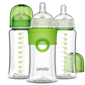 Baby Bottle Set with Stage 0 Slow Flow Anti Colic Nipple, 10 Oz / 300 ml Capacity, 3X Pack of Anti Colic Baby Bottles