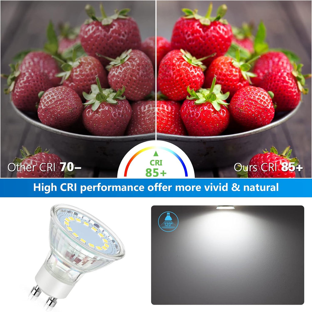GU10 LED Light Bulb, 50 Watt Halogen Equivalent Daylight White 5000K 450LM Non-Dimmable 4W LED Replacement Recessed