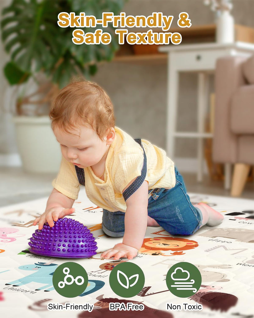 Premium Foam Baby Play Mat 50" x 50" - Removable & Machine Washable Cover, Extra Thick Padding Playpen Mat, Non-Slip