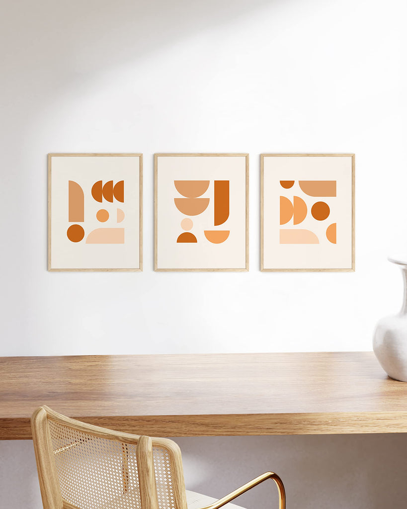 Boho Posters - Set of 3 Boho Pictures Wall Decor, Geometric Pictures, Mid Century Modern Art, Bauhaus Posters