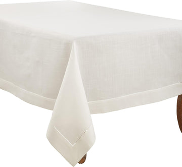 Hemstitched Border Tablecloth, Ivory, 70"x140"